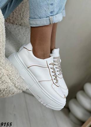 Кросівки еко-шкіра колір білий на шнурівці