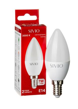 LED лампа Е14 С37 7W теплая белая 3000К SIVIO