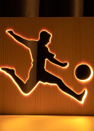 Светильник ночник ArtEco Light из дерева LED "Футболист с мячо...