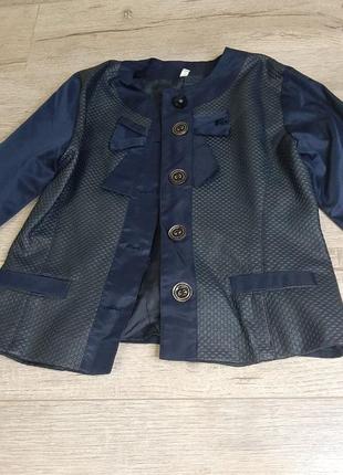 Школьный пиджак для девочки 8-10 лет темно-синий в идеальном с...