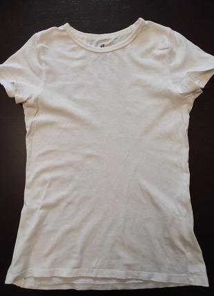 Базовая белая футболка h&m, на рост 134-140 см
