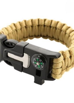 PARACORD БРАСЛІТ З ВІСКОРЕМ, КОМПАСОМ І СВИСТКОМ КАЙОТ