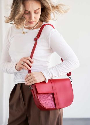 Жіноча сумка напівколо червона сумка через плече сумка рептилія