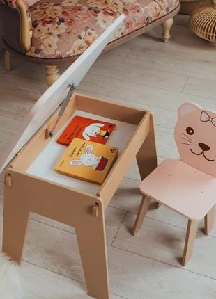 Детский столик с ящиком и стульчик. Для игры, учебы, рисования