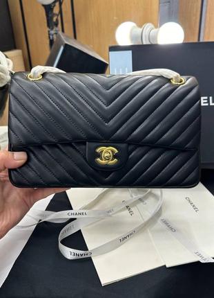 Женская сумка в стиле chanel black classic double flap premium.