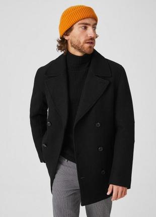 Чоловіче чорне шерстяне пальто c&a (німеччина)