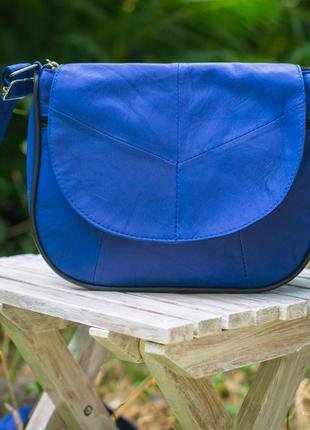 Женская кожаная сумка синяя бездна – сумка из натуральной кожи...