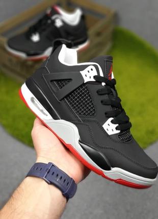 Nike air jordan 4 чорні з червоним кросівки чоловічі найк джор...