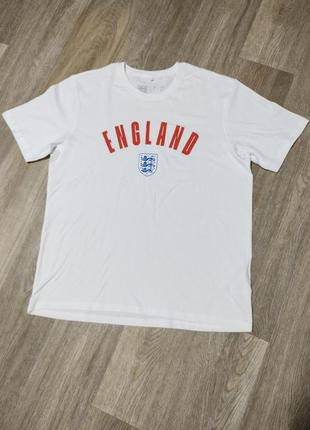 Мужская белая футболка с принтом / england / коттоновая футбол...