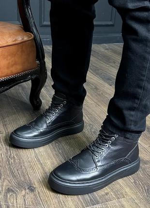 Мужская черная кожаная теплая обувь Niagara_brand 8833