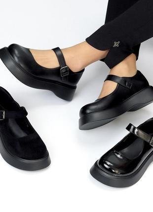 Туфли женские черные на низком ходу
