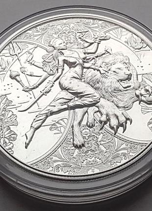 Инвестиционная серебряная монета Дурга Durga, Камерун. 2023, 1...