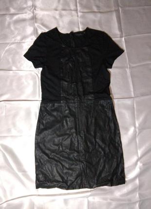 Кожаное черное платье