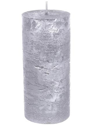 Свеча цилиндрическая 15см, цвет - серебро