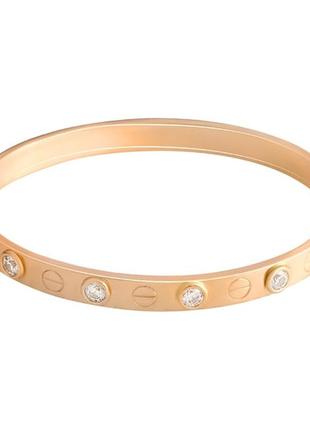 Стильный золотой браслет на руку кольцо с фианитами женский бр...