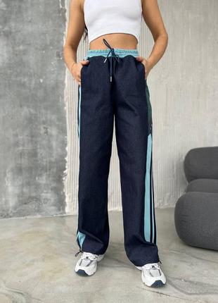 Комбинированные джинсовые брюки Спортивные джинсы
