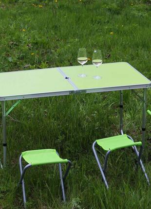Раскладной стол (зеленый) для пикника, стулья топ