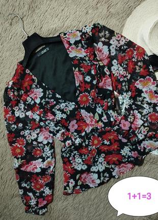 Шикарная цветочная блузка с рюшами и объемными рукавами/блуза/...