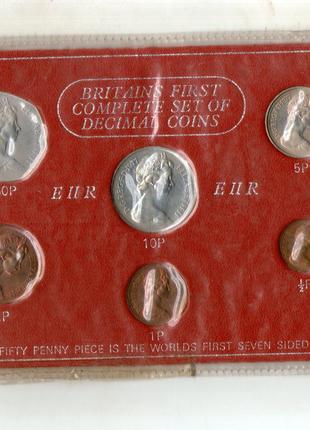 Велика Британія набір монет 1977 рік 1/2 - 50 пенсов 6 шт. Єли...