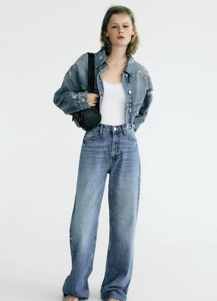 Новые классические широкие джинсы с высокой посадкой zara wide...