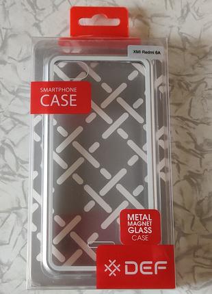 Чохол DEF xiaomi redmi 6a metal magnet glass case silver