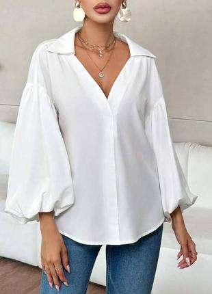 Стильна сорочка (рубашка) жіноча 42-52 біла, чорна з широкими ...