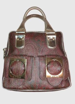 Брендовая кожаная сумка etro с фирменным узором пейсли, оригинал
