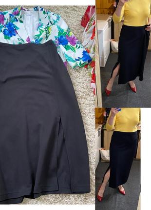Базовая черная длинная юбка с разрезом ,venezia jeans,p24-28