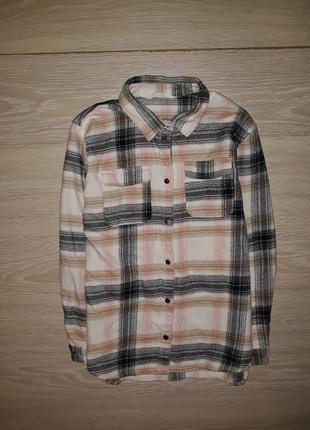 Плотная, хлопковая, саржевая, деми рубашка h&amp;m на 11-12 лет