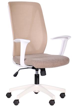 Крісло офісне комп'ютерне із сітки AMF Nickel white з механізм...