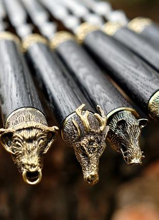 Набор шампуров ручной работы «Охотничья шестёрка» 6 шт с бронз...
