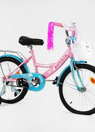Детский велосипед для девочек Corso Maxis 18" ручной тормоз, з...