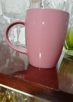 Красивая керамическая чашка цвета розовой пудры и другие.. 330 мл