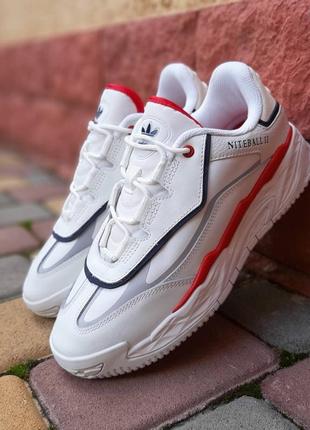 Adidas niteball іі білі з червоним кросівки чоловічі адідас на...