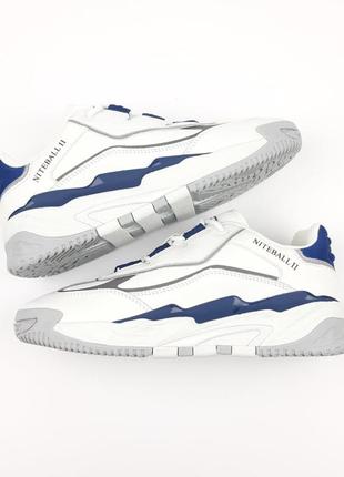 Adidas niteball іі білі з синім на сірій кросівки чоловічі аді...
