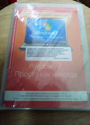 Ліцензійний диск з Windows 7 Pro SP1 32-bit