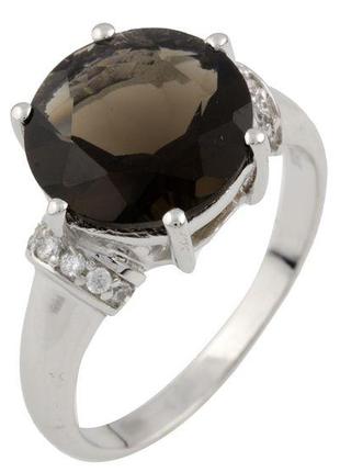 Серебряное кольцо OgoSilver с натуральным раухтопазом (дымчаты...