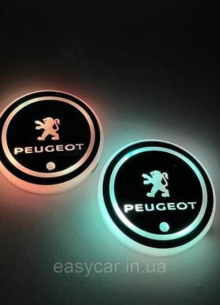 Подсветка в подскальщик с логотипом PEUGEOT с датчиком света н...