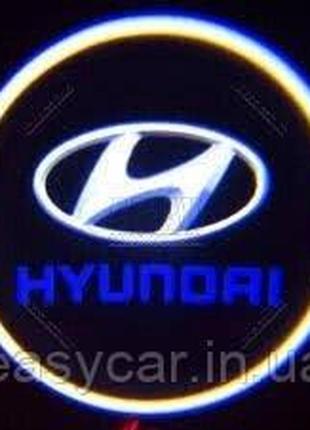 Логотип подсветка дверей Хюндай door logo Hyundai BLUE Код/Арт...