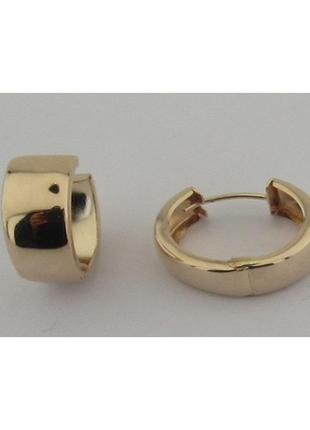 Стильные широкие золотые сережки кольца конго женские серьги и...