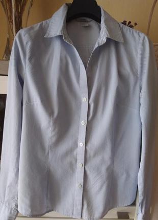 Стильная рубашка белая в голубую узкую полоску. 🔹фирма: h&amp;m