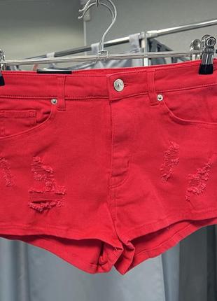 Червоні джинсові шорти h&m, розмір xs