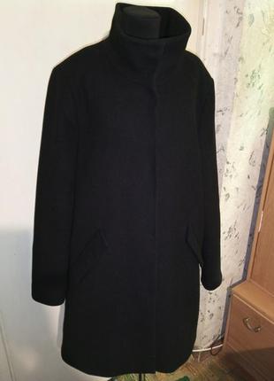 Шерстяное-52%,деми,элегантное,чёрное пальто,большого размера,p...