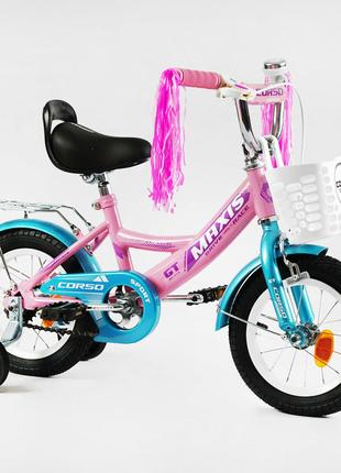 Детский велосипед Corso Maxis 12" крылья, боковые колеса, звон...