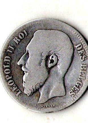 Бельгія - Бельгия › Король Леопольд II 2 франка 1868 Срібло 0....