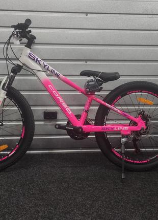 Велосипед 24 Corso SKYLINE алюміній біло-рожевий