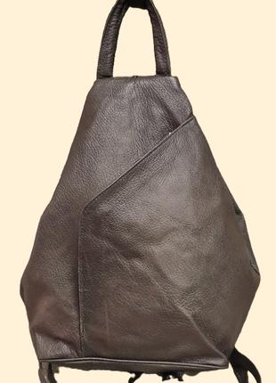 Сумка рюкзак кожаная женская коричневая стильная (Турция)