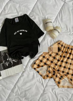 Пижама бамбук футболка шорты модная пижама