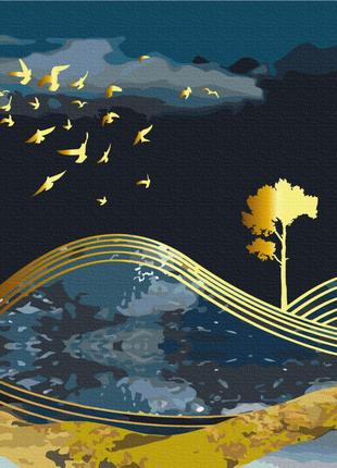 Картина по номерам Птахи ночі із золотою фарбою