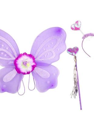Детский  костюм карнавальный бабочка: крылья, обруч, палочка ф...